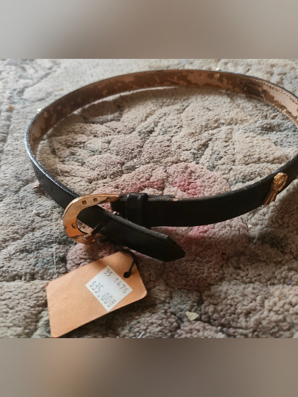 Black Women's Equestrian  Leather Blue Ribbon Belt